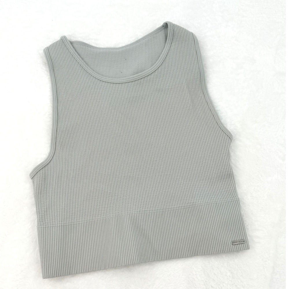 Gilly Hicks Womens Ribbed Racerback Crop Tank Top Light‎ Blue Gray Size Medium